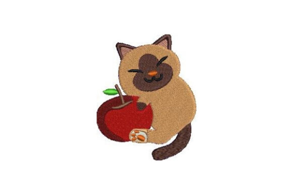Cat Hugging Apple: A Charming Embroidery Design for Meaningful Gifts