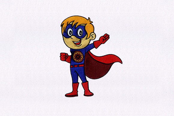 Young Superhero Embroidery Design